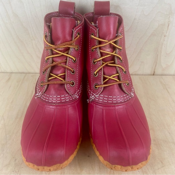 L.L. Bean Red Leather Duck Boots Women’s Size 7 - Picture 4 of 13